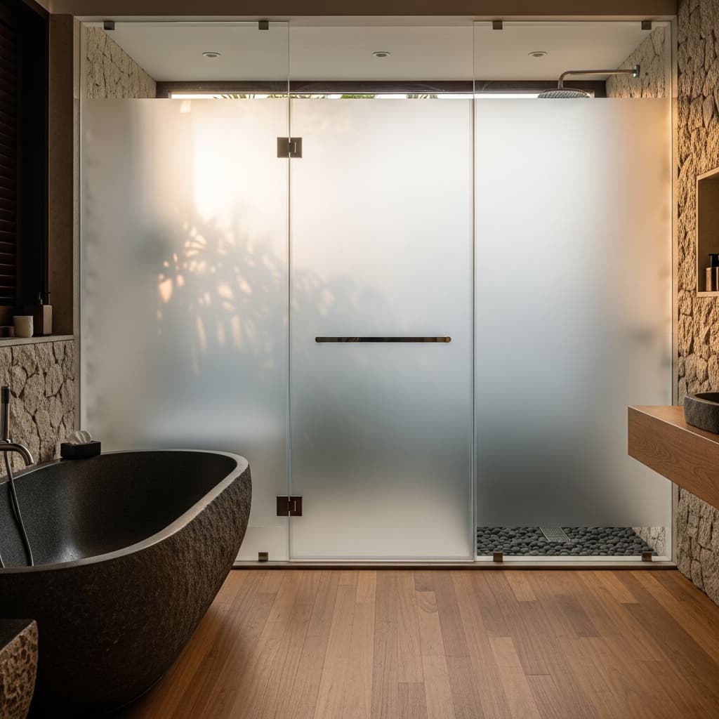 Sandblast Kaca Shower Bali